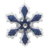 Outlet Christmas Forever ORN BLUE SILVER SNOWFLAKE 4.75″ W/ JEWEL & GLTR.