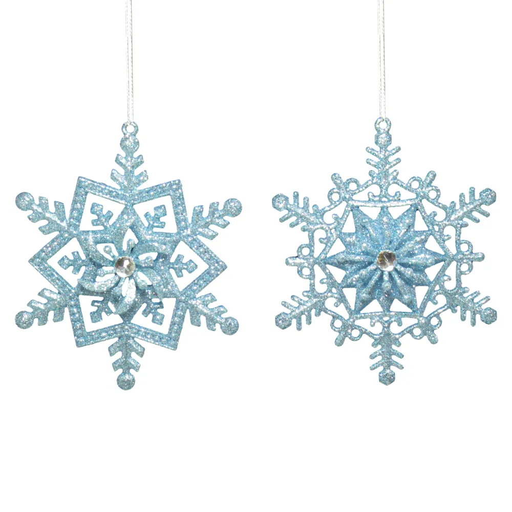 Sale Christmas Forever ORN BLUE WINTER SNOWFLAKE 4.75″ W/ JEWEL & GLTR. 2/S