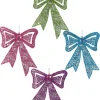 Discount Christmas Forever ORN BOW 7 GREEN/PINK/PURPLE/BLUE W/JEWELS 4/S