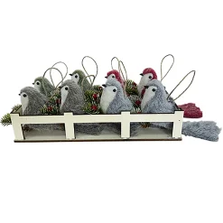 Sale Christmas Forever ORN BRID FAUX FUR RED/GREEN/BROWN/GREY 6.5″ W/ PINE 4 ASSTD.