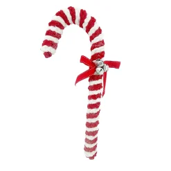 Sale Christmas Forever ORN CANDY CANE 17.5″ RED /WHITE FABRIC W/ BELLS & BOW