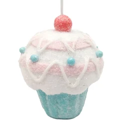 Outlet Christmas Forever ORN CANDY SPRINKLE CUPCAKE 4.5″ PINK/WHITE W/ GLITTER