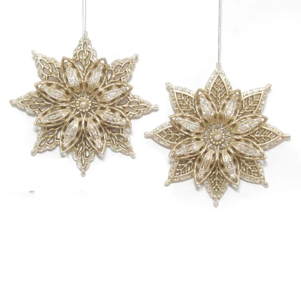 Clearance Christmas Forever ORN CHAMPAGNESNOWFLAKE 5″ W/ SILVER GLITTER 2 ASSTD.