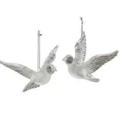 Best Christmas Forever ORN CLEAR FLYING DOVE 4.5″ & 6″ W/ GLITTER 2ASSTD.