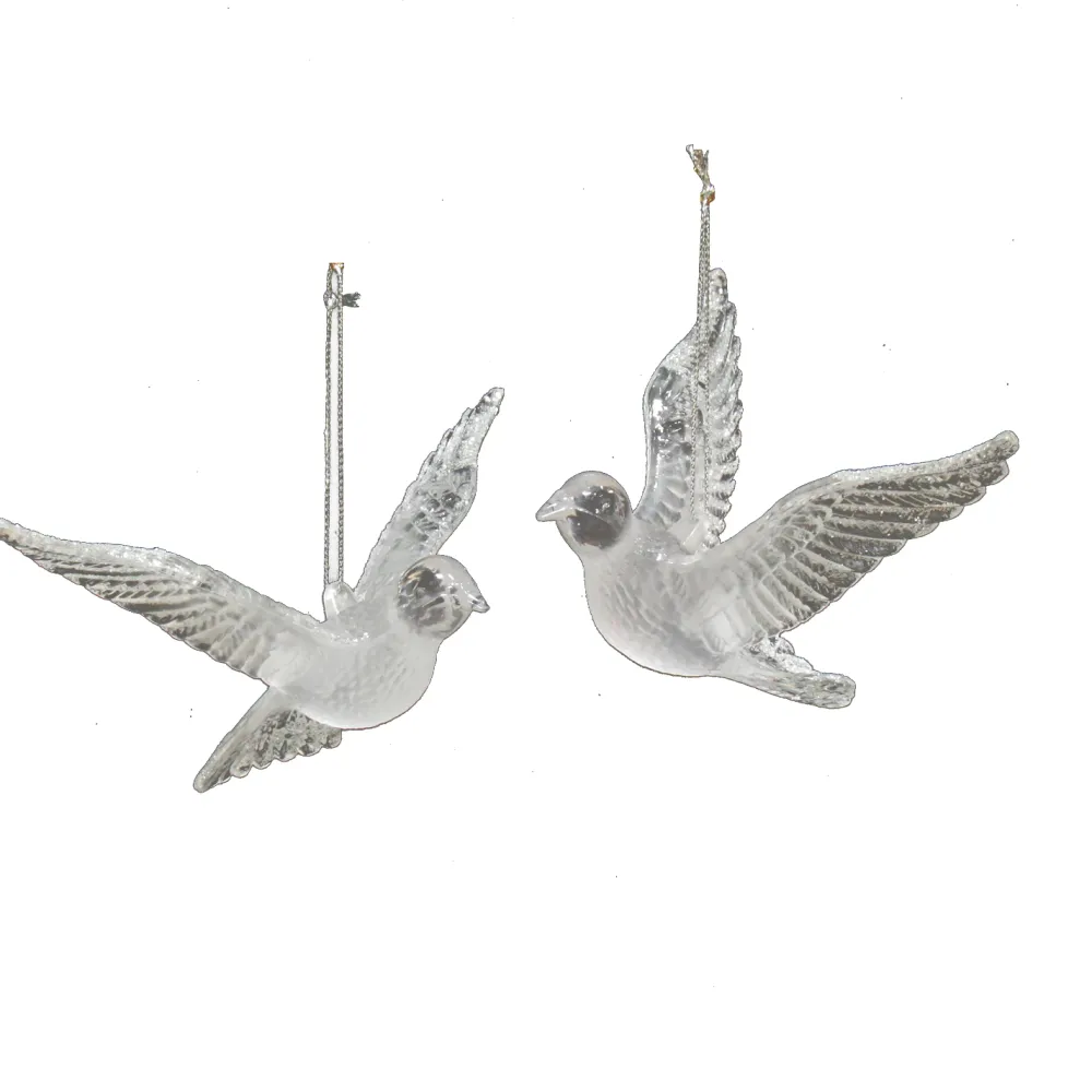 Best Christmas Forever ORN CLEAR FLYING DOVE 4.5″ & 6″ W/ GLITTER 2ASSTD.