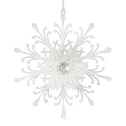 Outlet Christmas Forever ORN CLEAR FROST SNOWFLAKE 5″ W/ JEWEL & BRIGHT SLV. GLTR.