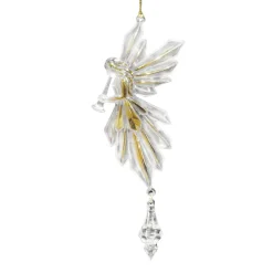 Christmas Forever ORN CLEAR GOLD HANGING ANGEL 7.5″ W/ DIAMOND DROP & GOLD GLTR.