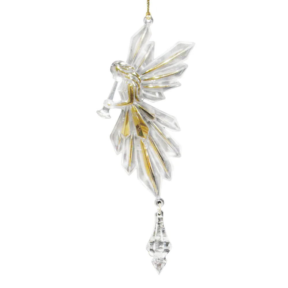 Christmas Forever ORN CLEAR GOLD HANGING ANGEL 7.5″ W/ DIAMOND DROP & GOLD GLTR.