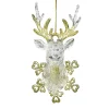 Clearance Christmas Forever ORN CLEAR GOLD STAG DEAD 6.25″ W/ GOLD GLTR.