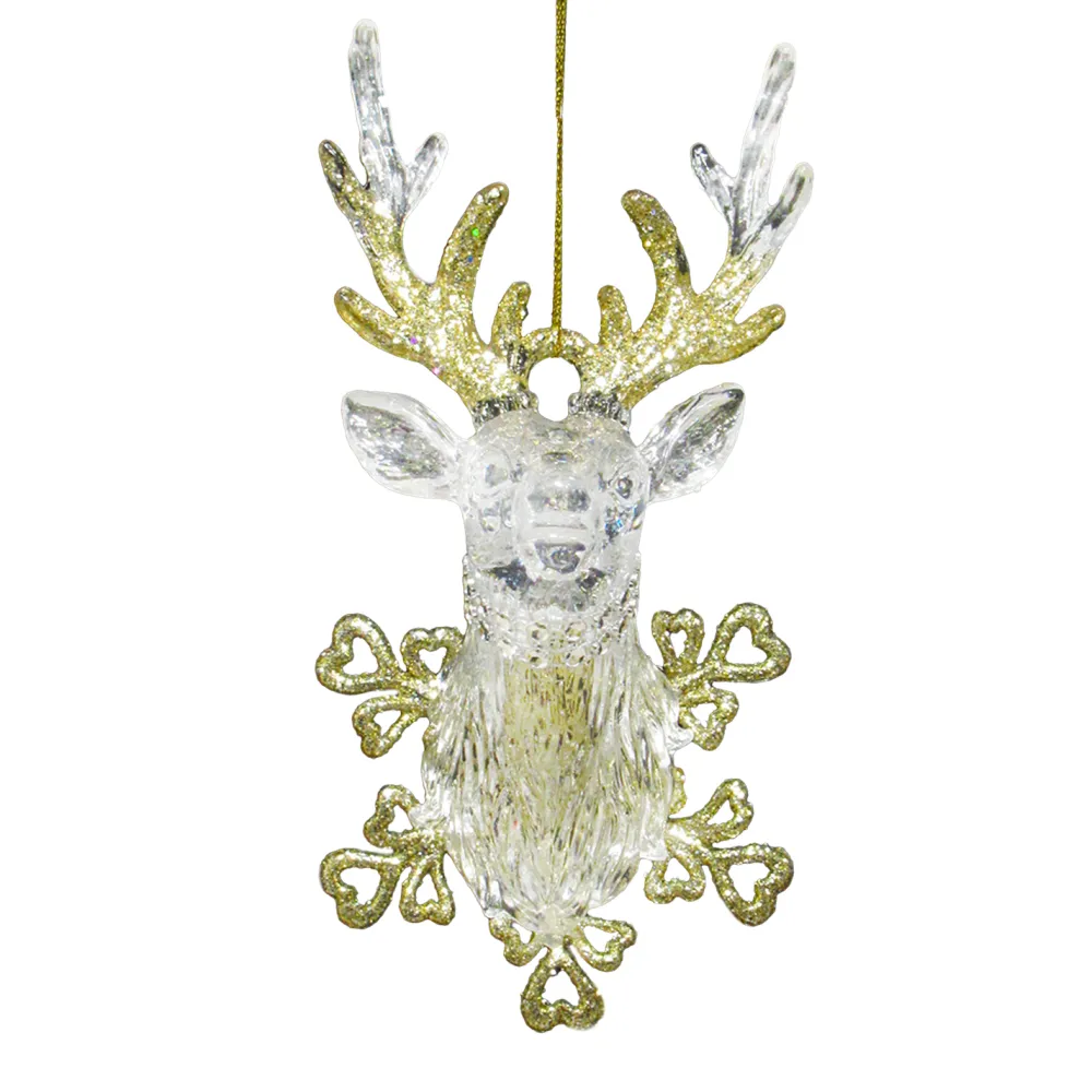 Clearance Christmas Forever ORN CLEAR GOLD STAG DEAD 6.25″ W/ GOLD GLTR.