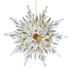 Christmas Forever ORN CLEAR GOLD SUN STAR 4.25″ W/ JEWEL & CHAMP, BRIGHT SLV. GLTR