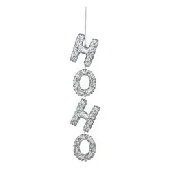 Sale Christmas Forever ORN CLEAR “HO HO” STRING 7″ W/ WHITE & SILVER GLITTER