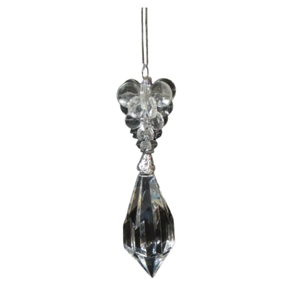 New Christmas Forever ORN CLEAR JEWEL DROP 5″ BEADED TOP