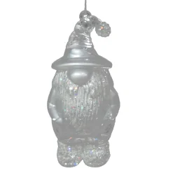 Hot Christmas Forever ORN CLEAR PEARL GNOME 4″ W/ ICE WHITE GLITTER