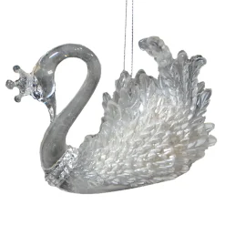 Online Christmas Forever ORN CLEAR PEARL ROYAL SWAN 3″ W/ ICE GLITTER
