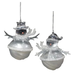 New Christmas Forever ORN CLEAR PEARL SNOWMAN 3.5″ W/ ICE GLITTER 2 ASSTD.
