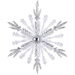 Outlet Christmas Forever ORN CLEAR SILVER SNOWFLAKE 5.5″ W/ GLITTER