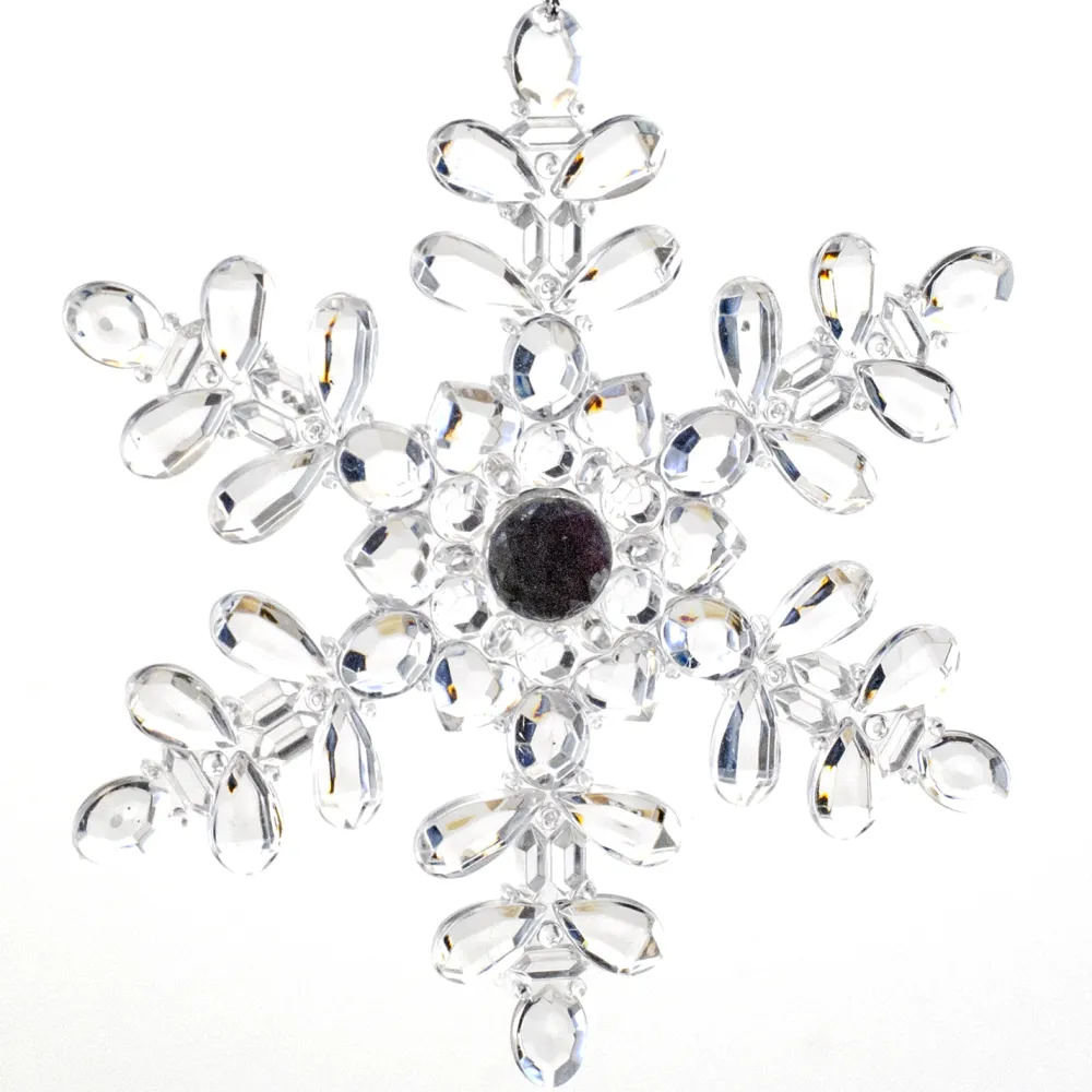 Hot Christmas Forever ORN CLEAR SNOWFLAKE 5″ W/JEWEL