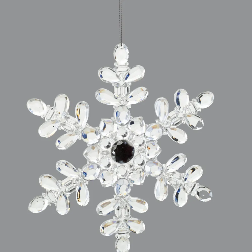 Christmas Forever ORN CLEAR SNOWFLAKE 7″ W/JEWEL