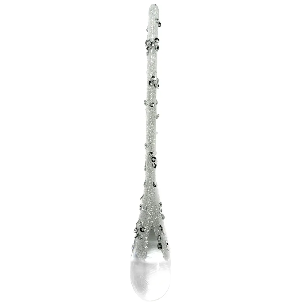 Discount Christmas Forever ORN CLEAR WHITE ICICLE DROP 6.75″ W/ WHITE GLITTER & SEQUINS