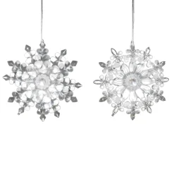 Outlet Christmas Forever ORN CLEAR WHITE SNOWFLAKE 4.9″ W/ GLTR. 2 ASSTD.