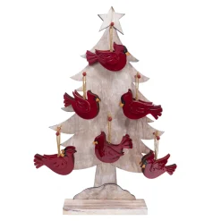 Clearance Christmas Forever ORN DSP WOODEN CARDINAL 5″ RED W/ DISPLAY 6/S