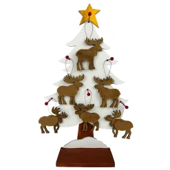 Hot Christmas Forever ORN DSP WOODEN MOOSE FUR 4.5″ W/TREE DISPLAY 6 ASSTD.