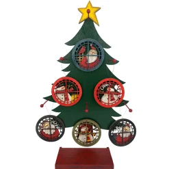 Best Christmas Forever ORN DSP WOODEN ROUND WINDOW SCENE 4.7″ MULTI W/DISPLAY 6/S