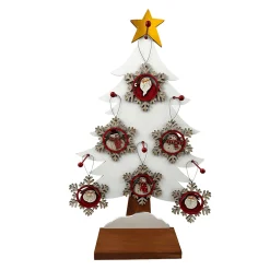 Sale Christmas Forever ORN DSP WOODEN SNOWFLAKE SANTA/SNOWMAN 4.5″ W/TREE DISPLAY 6 ASSTD.