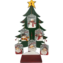Clearance Christmas Forever ORN DSP WOODEN SNOWMAN TAGS 5.3″ W/DISPLAY 6/S
