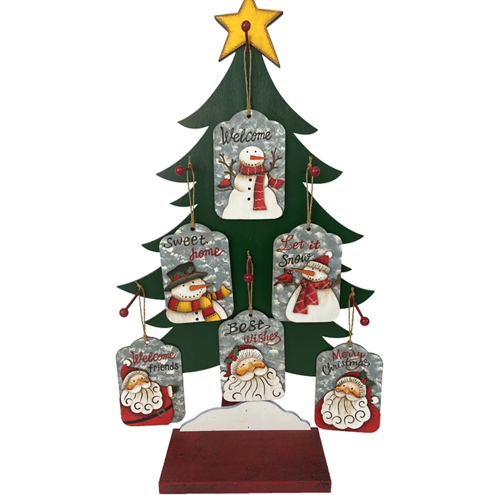 Clearance Christmas Forever ORN DSP WOODEN SNOWMAN TAGS 5.3″ W/DISPLAY 6/S