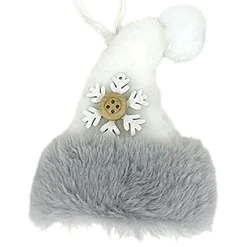 Discount Christmas Forever ORN FABRIC HAT FAUX FUR WHITE 4″ W/ SNOWFLAKE