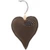 Online Christmas Forever ORN FABRIC HEART 6″ BROWN W/ FEATHER