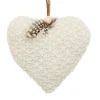 Sale Christmas Forever ORN FABRIC HEART 4.5″ CREAM/GOLD W/ FEATHER