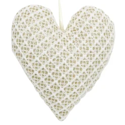 Online Christmas Forever ORN FABRIC HEART 3.5″ CREAM/GOLD