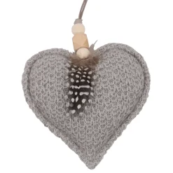 Clearance Christmas Forever ORN FABRIC HEART 4.5″ GRAY W/ FEATHER