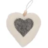 Outlet Christmas Forever ORN FABRIC HEART 4.5″ IVORY FUR W/ GRAY HEART