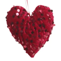 Online Christmas Forever ORN FABRIC HEART SEQUINS 3.5″ BURGUNDY