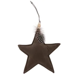 Discount Christmas Forever ORN FABRIC STAR 6.5″ BROWN W/FEATHER