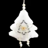 Christmas Forever ORN FABRIC TREE 5″ W/WOODEN TRIM WHITE/ GRAY FUR