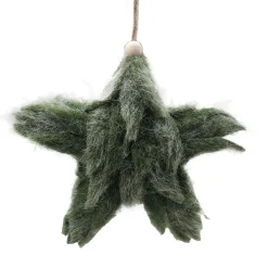 Christmas Forever ORN FELT STAR GREEN 5.5″ FROSTED LOOKED