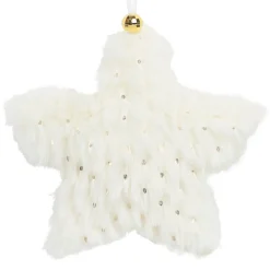 Sale Christmas Forever ORN FUR STAR 4.5″ IVORY/GOLD