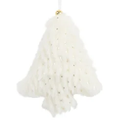 Best Christmas Forever ORN FUR TREE 5″ IVORY/GOLD