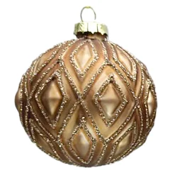 Sale Christmas Forever ORN GLASS BALL 3″ BROWN MATT DIAMOND W/ GLITTER