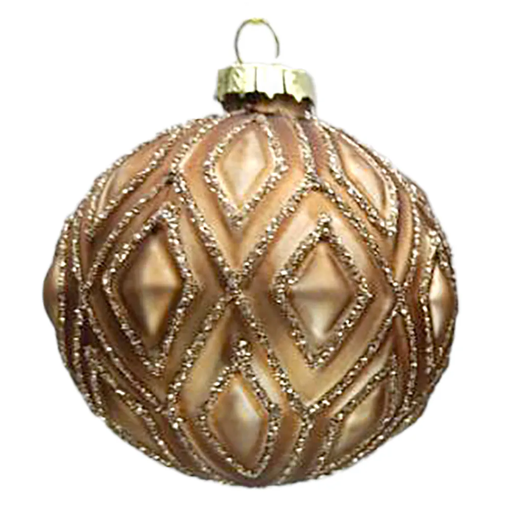 Sale Christmas Forever ORN GLASS BALL 3″ BROWN MATT DIAMOND W/ GLITTER