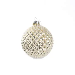 Sale Christmas Forever ORN GLASS BALL 3″ CHAMPAGNE W/ DIAMOND PATTERN