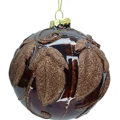 Online Christmas Forever ORN GLASS BALL 4″ CHOCOLATE W/ GLITTER