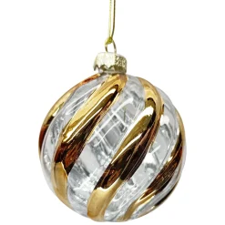 Hot Christmas Forever ORN GLASS BALL 3″ CLEAR /COPPER SWIRL