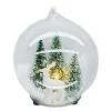 Christmas Forever ORN GLASS BALL 4″ CLEAR W/ TREE & DEER LIGHTED