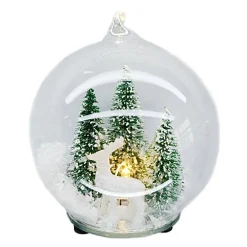 Christmas Forever ORN GLASS BALL 4″ CLEAR W/ TREE & DEER LIGHTED